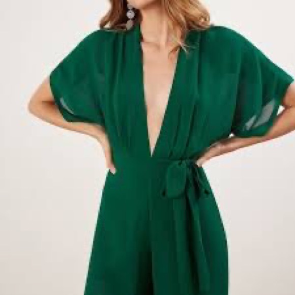 Reformation Lemongrass Jumpsuit in Emerald (Size 10) - Picture 5 of 6